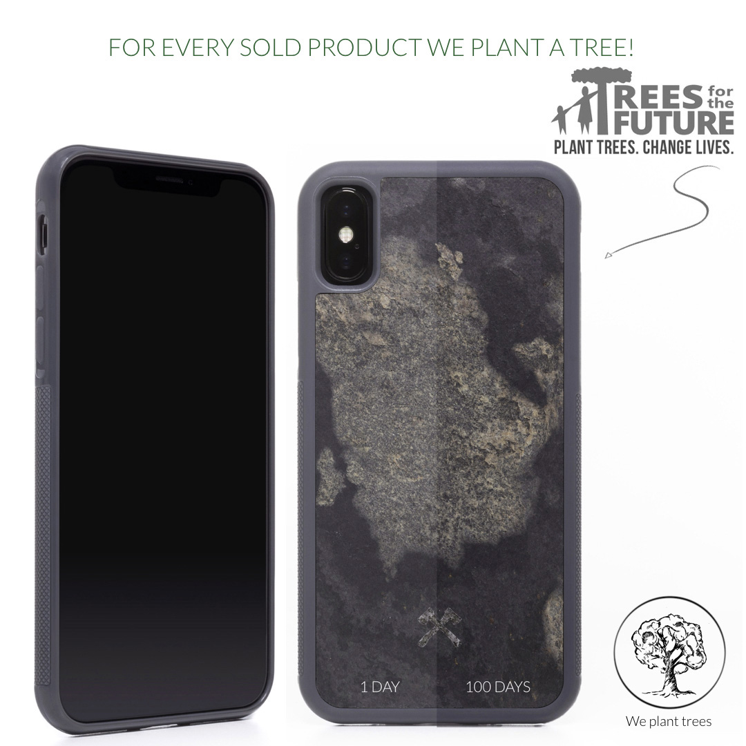 WOODCESSORIES Apple, EC Max, Case, Schwarz iPhone XS Stone Backcover,