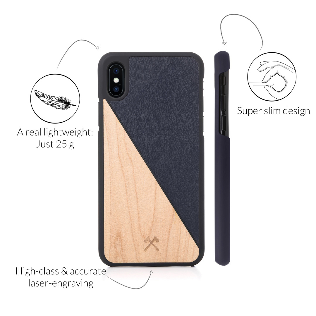 WOODCESSORIES Ecosplit, Backcover, Apple, iPhone XS Max, Braun/Schwarz