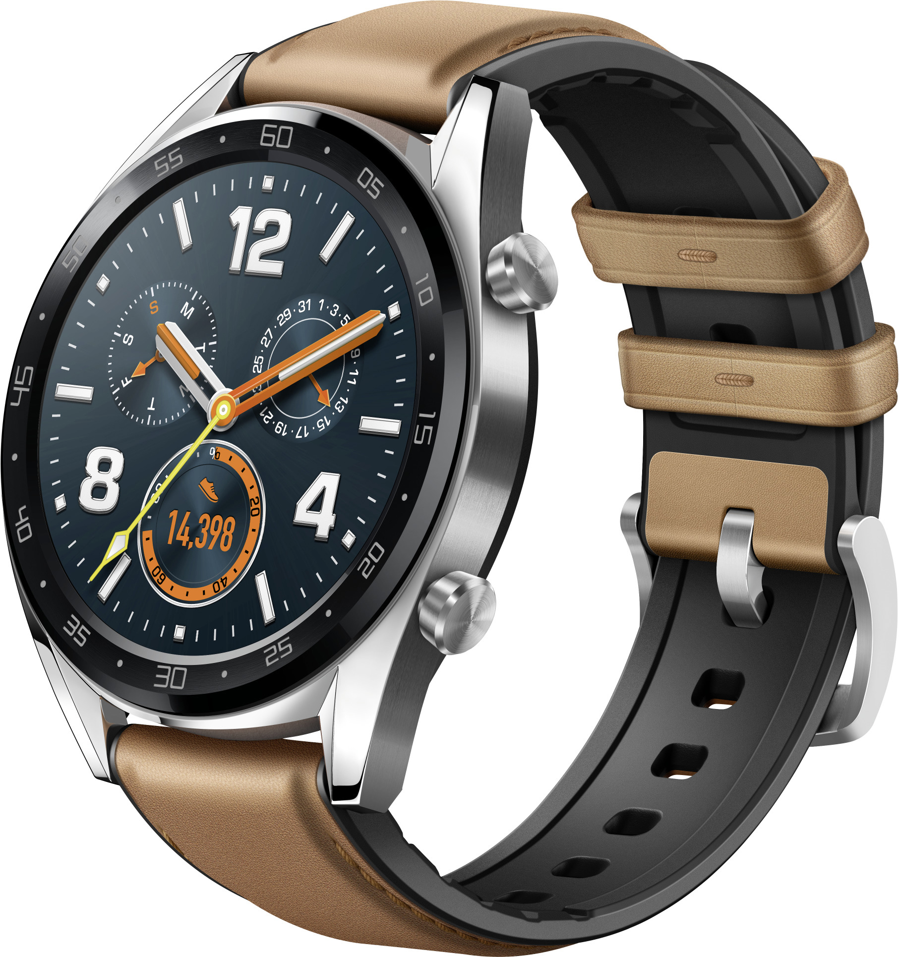 HUAWEI Watch GT Smartwatch Edelstahl Silikon, 140-210 mm, Saddle Brown
