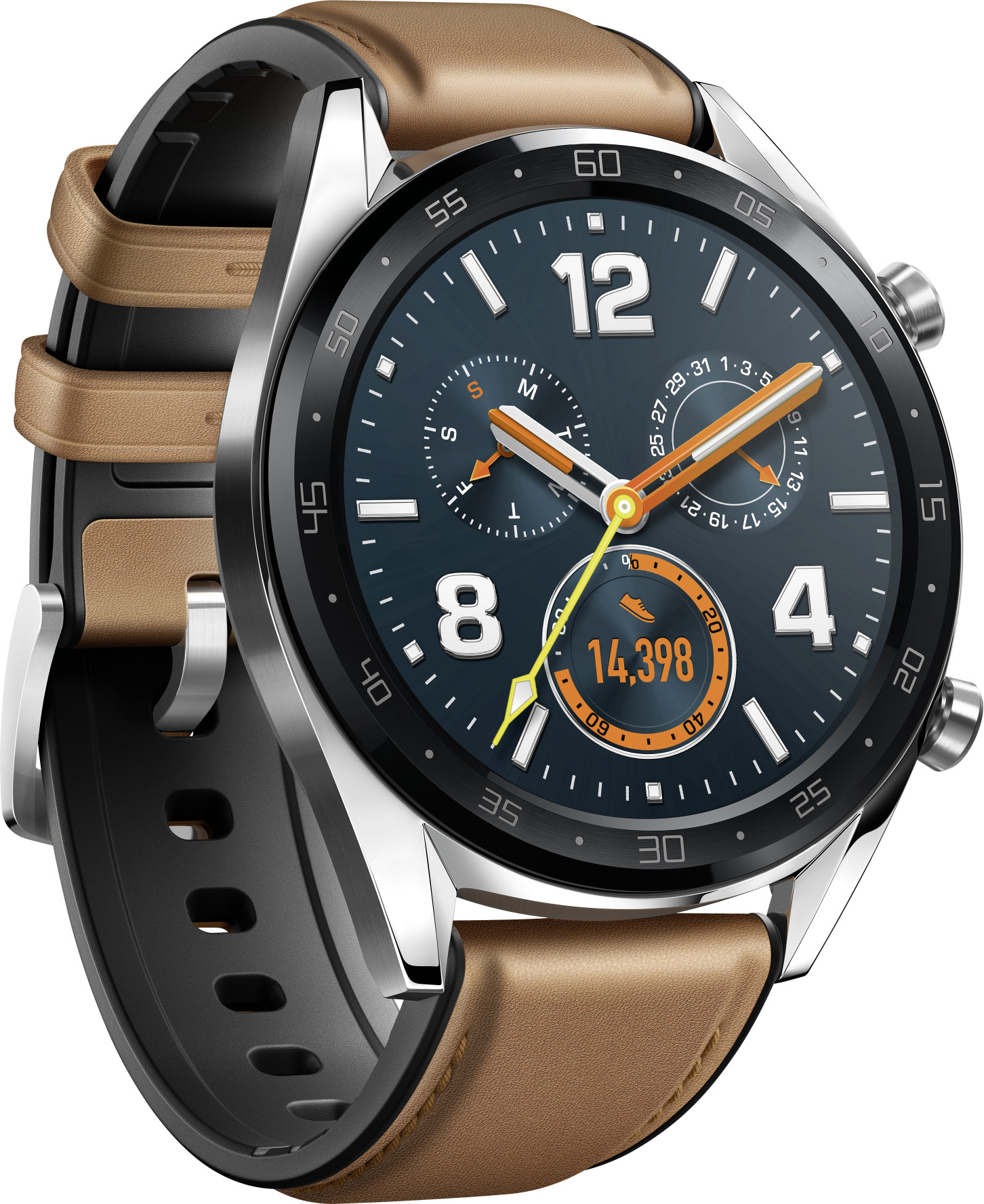 HUAWEI Watch GT Smartwatch Edelstahl Silikon, 140-210 mm, Saddle Brown