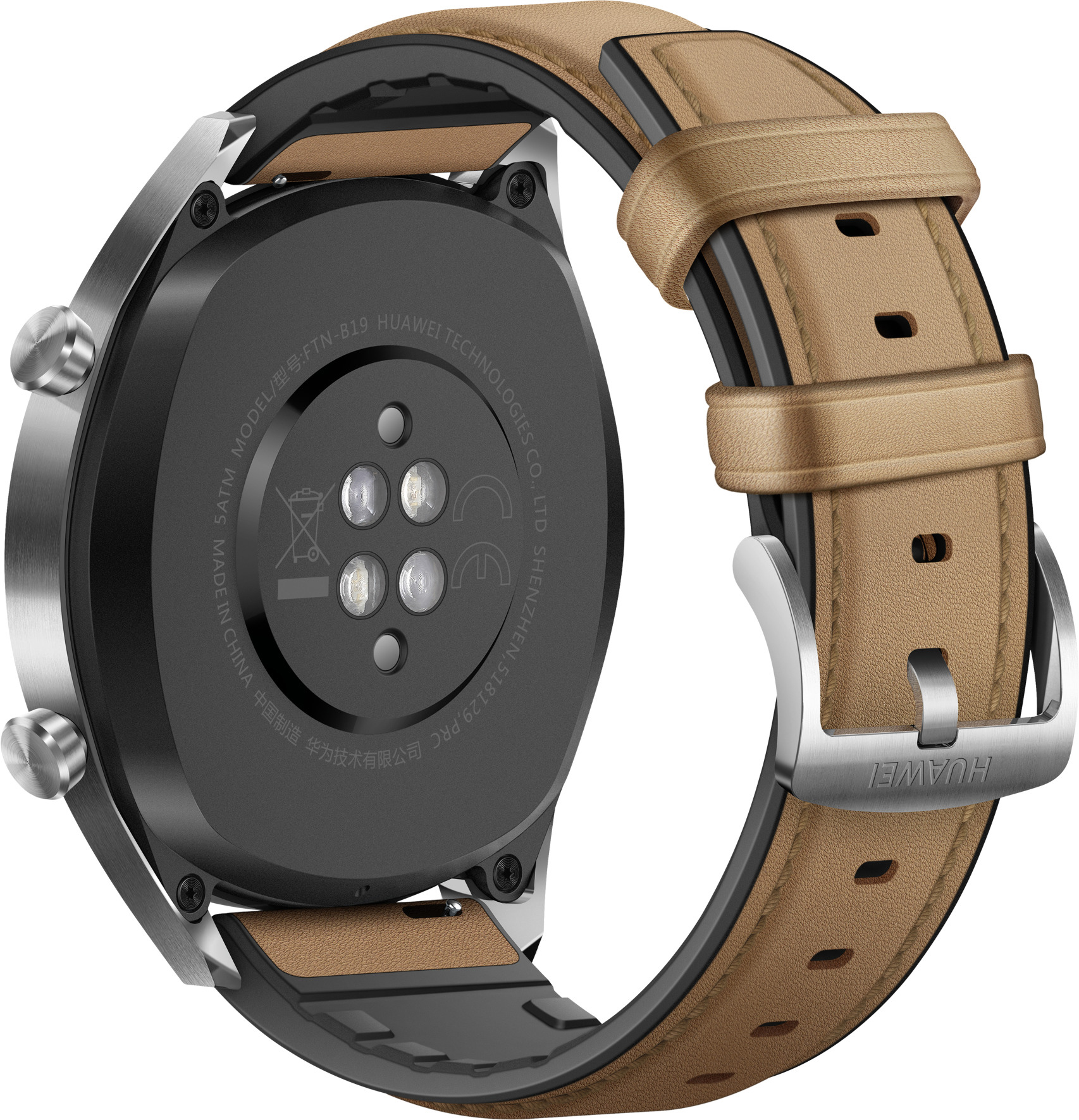 HUAWEI Watch GT Smartwatch Edelstahl Silikon, 140-210 mm, Saddle Brown