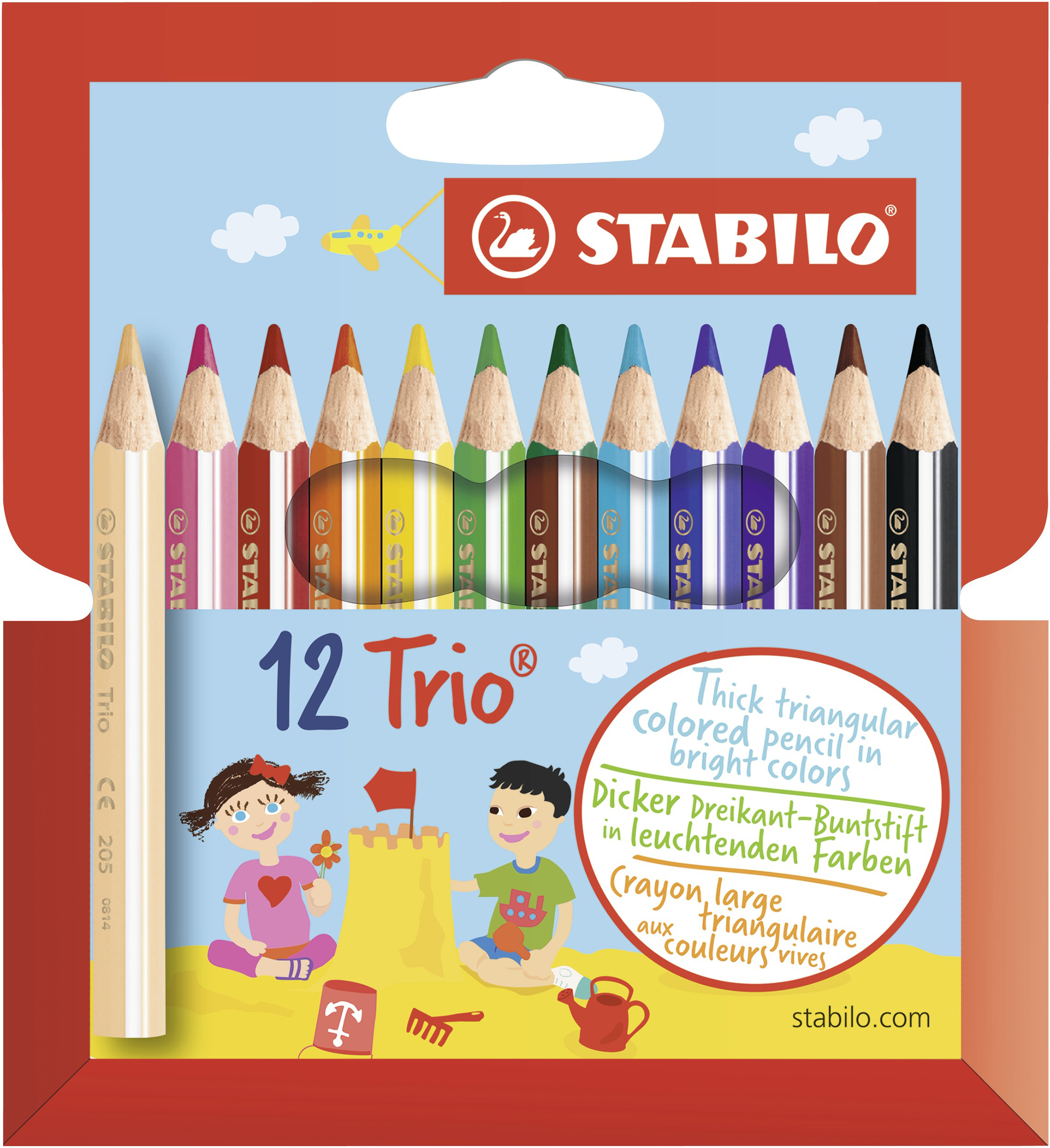 STABILO Trio dick kurz - 12er Pack Buntstift 12 unterschiedliche Farben
