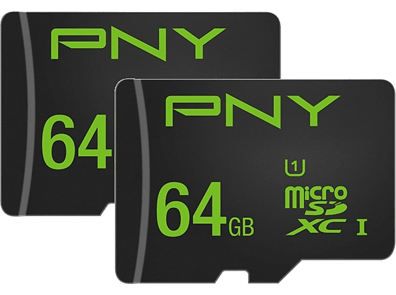 PNY Pack van 2 geheugenkaarten microSDXC 64 GB + SD-adapter (SDU64HIGHPER-1X2-EF)