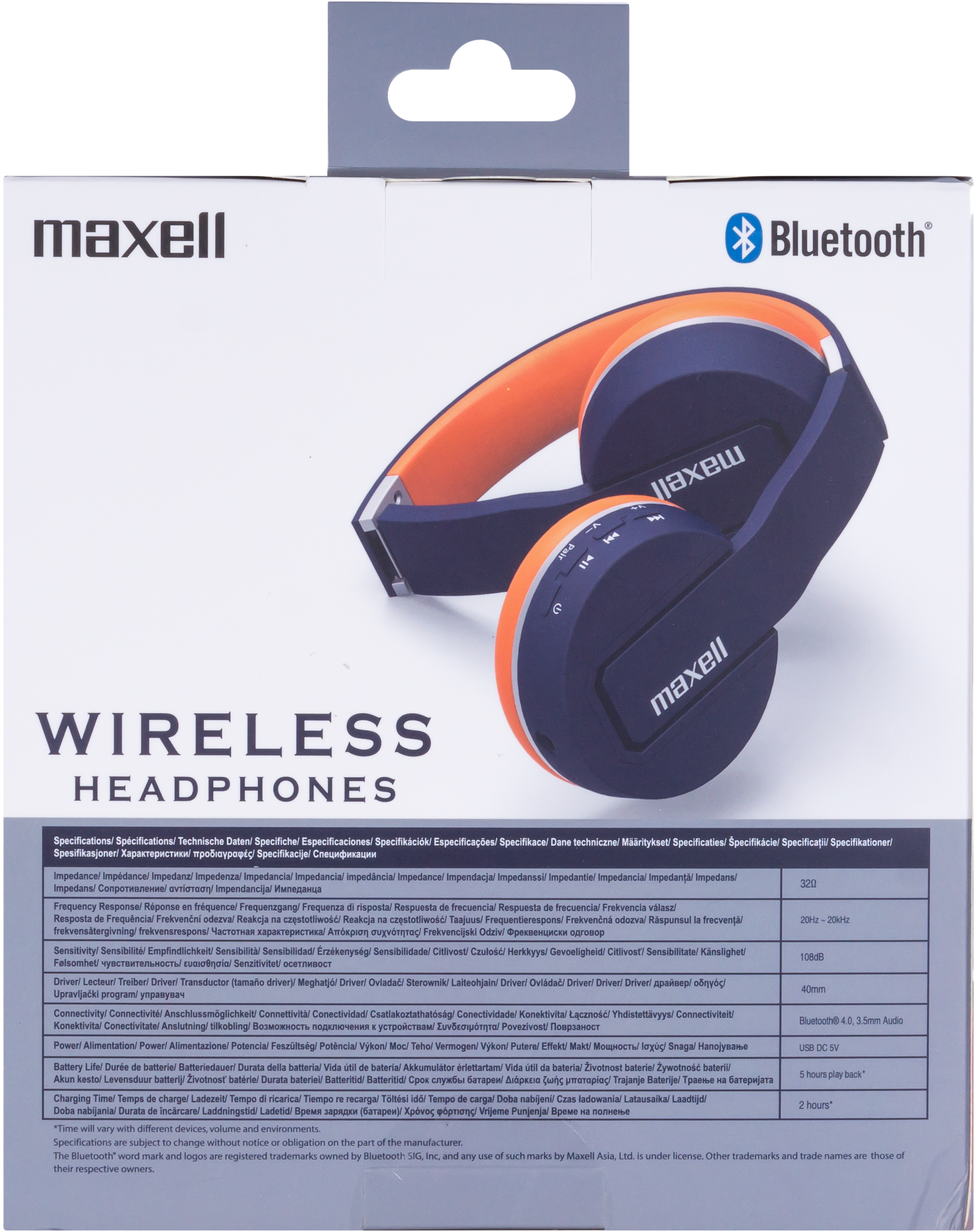 MAXELL 303974.00.CN BT800 Bluetooth fejhallgató, kék/narancs