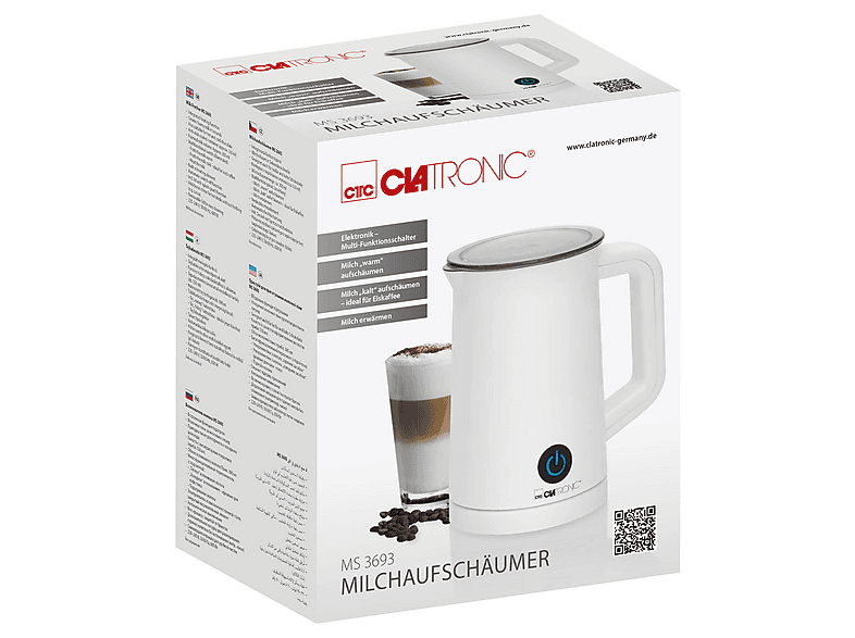 Clatronic MS 3693 Milchaufschäumer (Weiß, 500 Watt, 0,55 l) — Foto 4 von 5