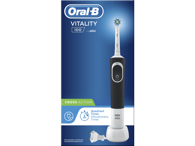 Verkeerd In Riskeren ORAL-B D100 Vitality Elektromos fogkefe CrossAction fejjel, fekete -  MediaMarkt online vásárlás