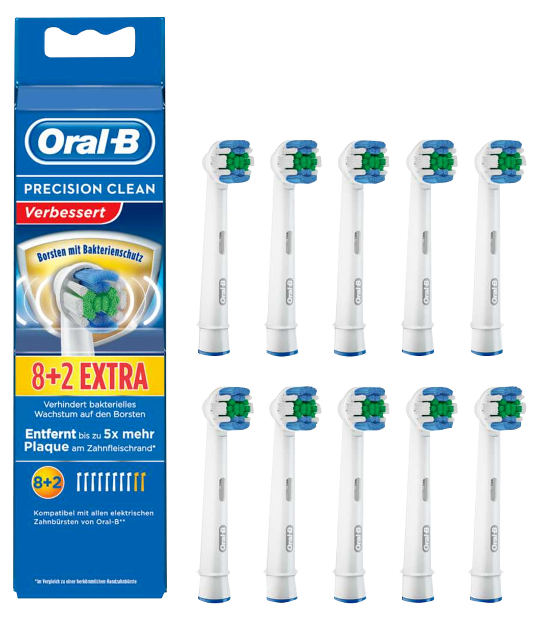 ORAL-B Aufsteckbürsten Precision Clean 8+2er mit Bakterienschutz
