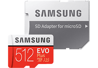 SAMSUNG EVO Plus - Micro-SDXC-Schede di memoria  (512 GB, 100 MB/s, Rosso)