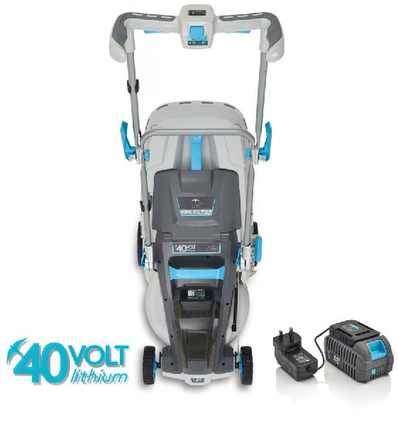 Cortacésped - Swift EB137C2, Motor digital, Autoregulado, 40 L, Con batería y cargador