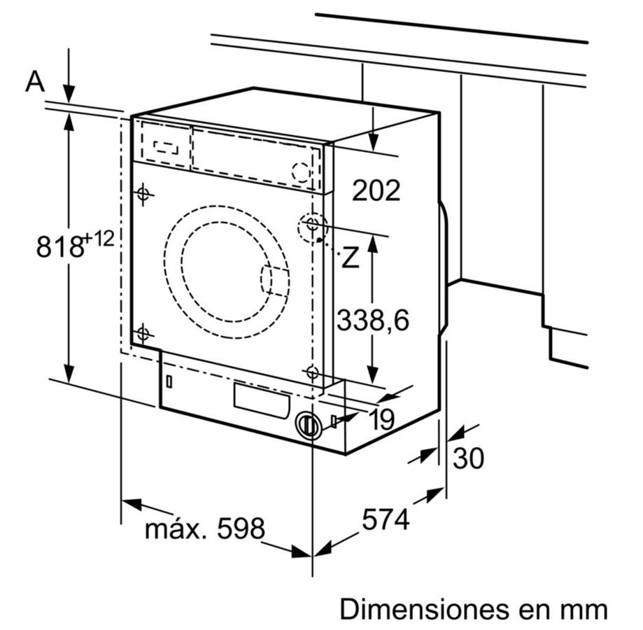 Lavadora integrable - Siemens WI14W540ES, 8 kg, 1400 rpm, Motor iQdrive, A+++ -30%, Blanco