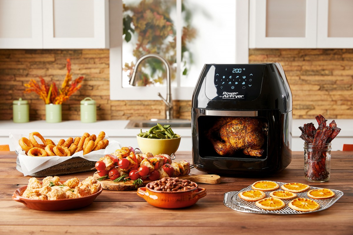 MEDIA SHOP M16438 Power AirFryer Multifunction Heißluftfritteuse (9 l, 1800 Watt, Schwarz)
