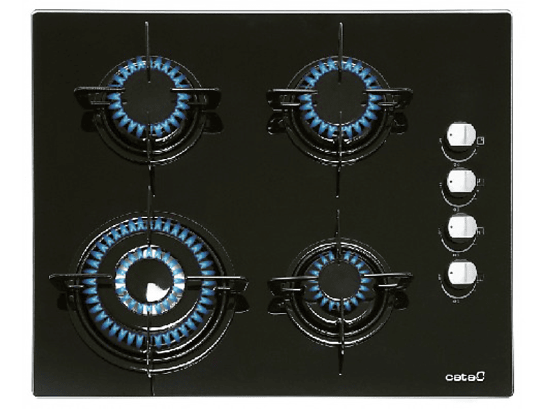 Encimera - Cata CIB 6031 BK, Vitrocerámica, Gas Butano, 4 quemadores, Negro