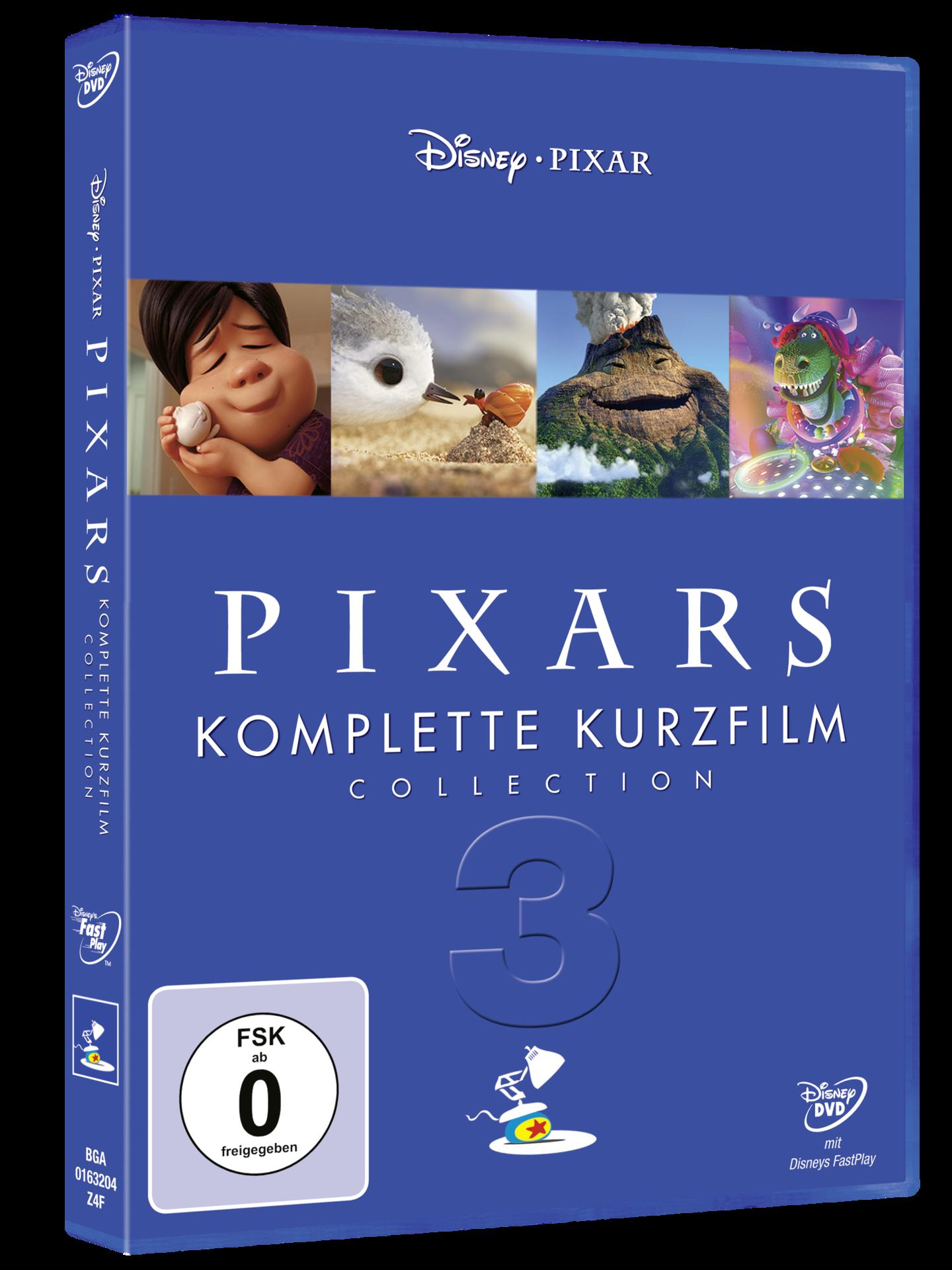 Eine blaue DVD-Hülle mit Disneys Pixar's komplette Kurzfilmsammlung, Sammlung 3.