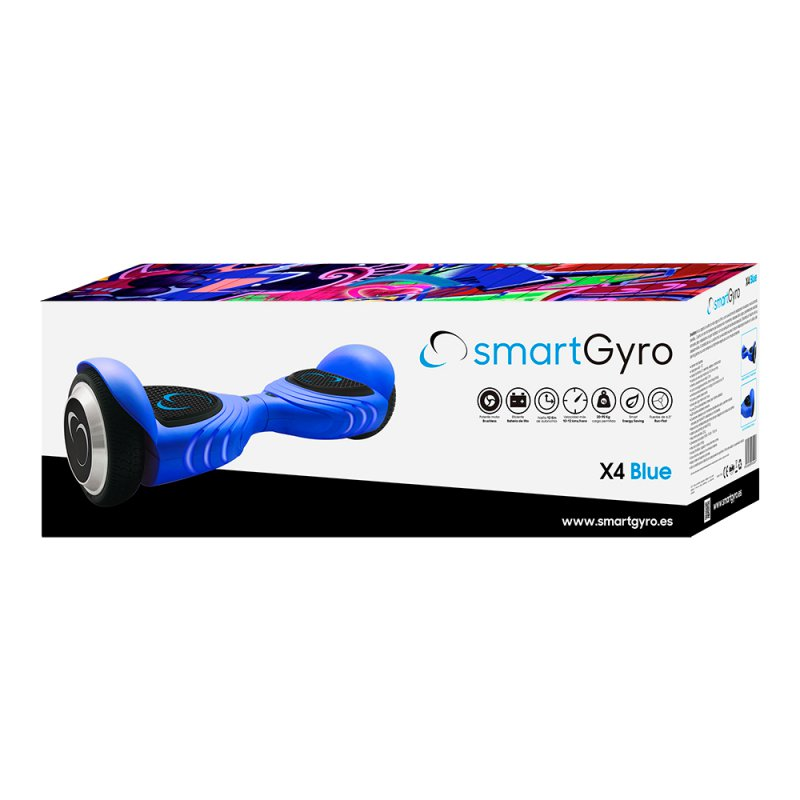 Hoverboard - SmartGyro X4, 2 x 250 W, 6.5'', 12 km/h, LED, Azul