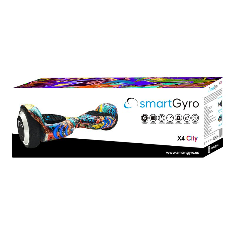 Hoverboard - SmartGyro X4, 2 x 250 W, 6.5'', 12 km/h, LED, Estampado City