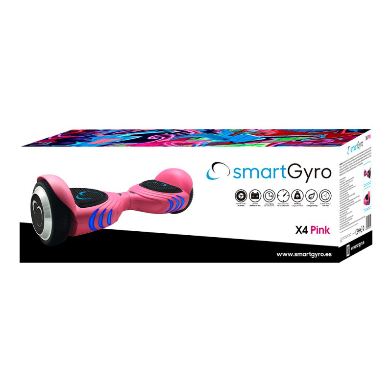 Hoverboard - SmartGyro X4, 2 x 250 W, 6.5'', 12 km/h, LED, Rosa