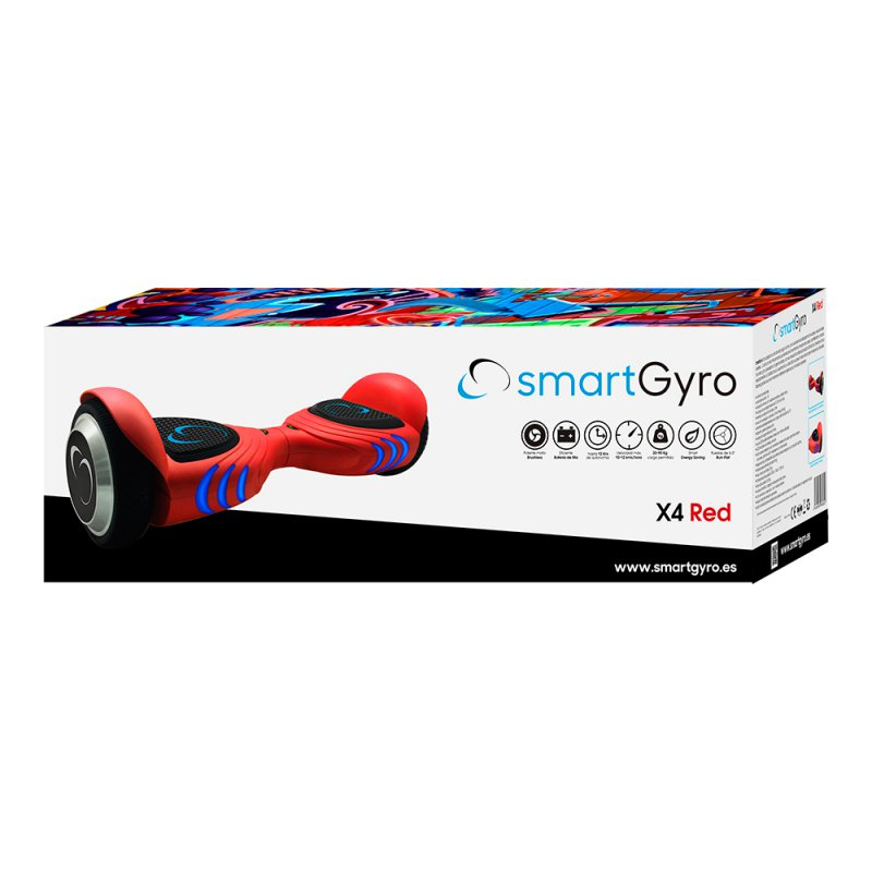 Hoverboard - SmartGyro X4, 2 x 250 W, 6.5'', 12 km/h, LED, Rojo