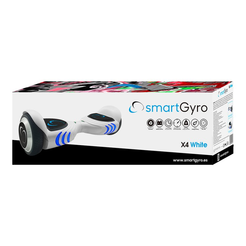 Hoverboard - SmartGyro X4, 2 x 250 W, 6.5'', 12 km/h, LED, Blanco