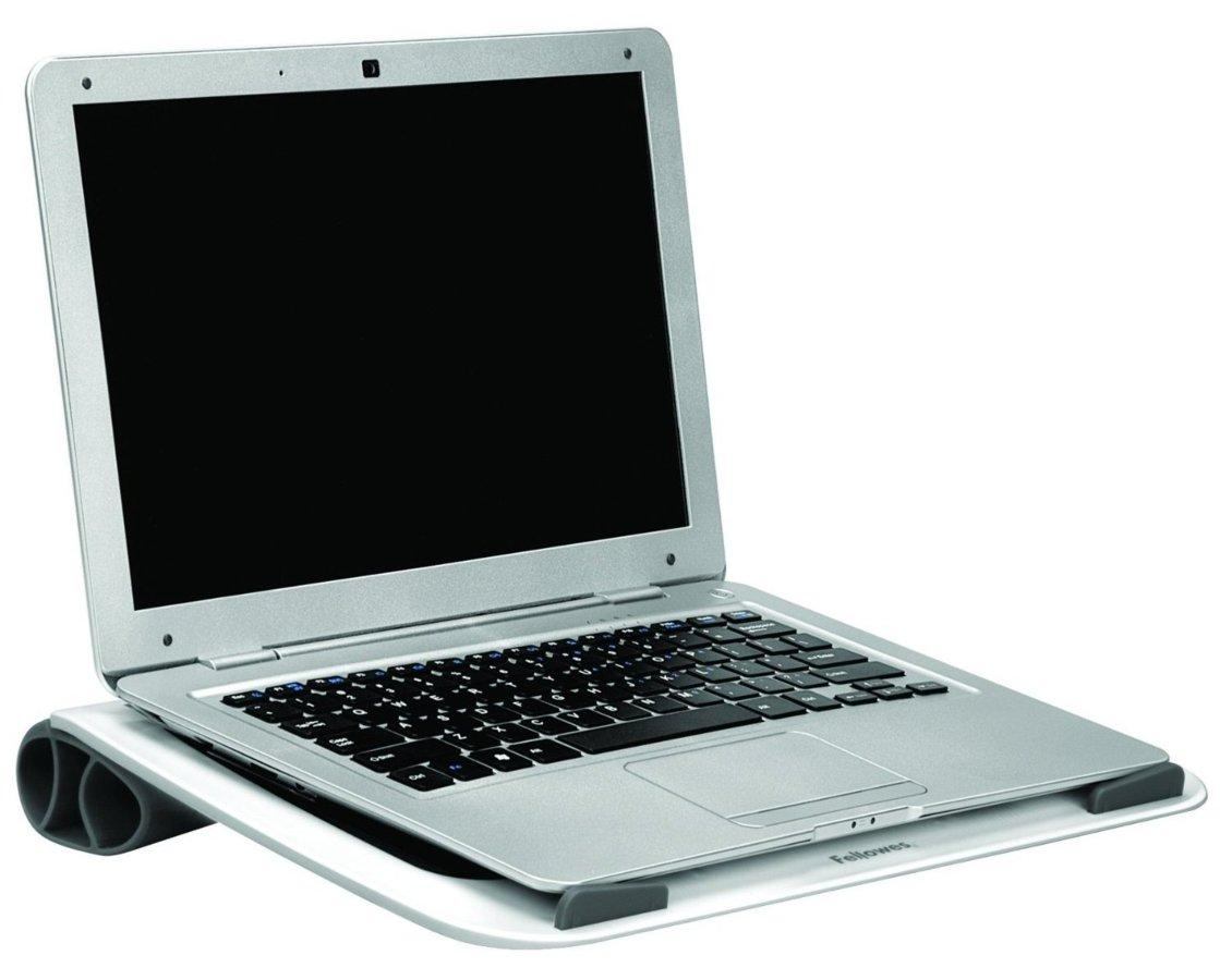 Soporte flexible para portátil - Fellowes I-Spire Series, hasta 17 pulgadas color negro y blanco