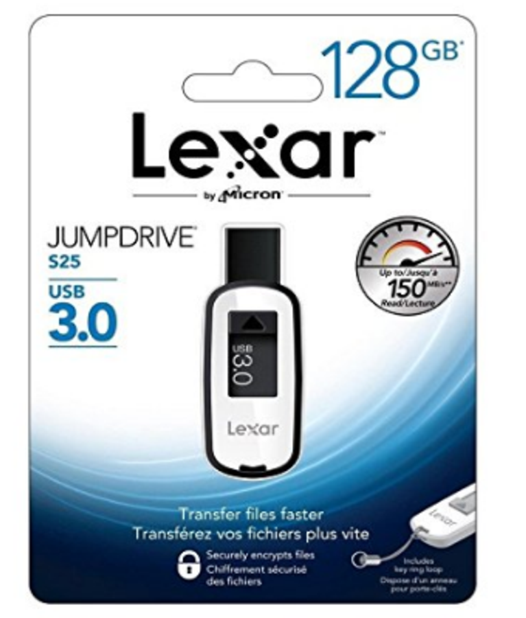 Memoria USB de 128 GB - Lexar JumpDrive S25, USB 3.0, Compatible con PC y Mac®, Negro y blanco