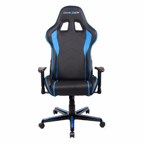 Silla gaming - DXRacer OH/FL08/NB, ajuste 180º, con 2 almohadillas, negro y azul