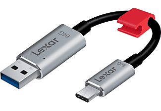 Adaptador USB - Lexar LJDC20C-64GBBEU JumpDrive C20c, 64 GB, USB tipo C, USB tipo A, Negro y plata