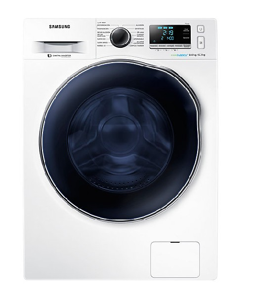 Lavadora secadora - Samsung WD80J6A10AW/EC, 8kg lavado 4.5kg secado, 1400 rpm, Eco Bubble, A, Blanco