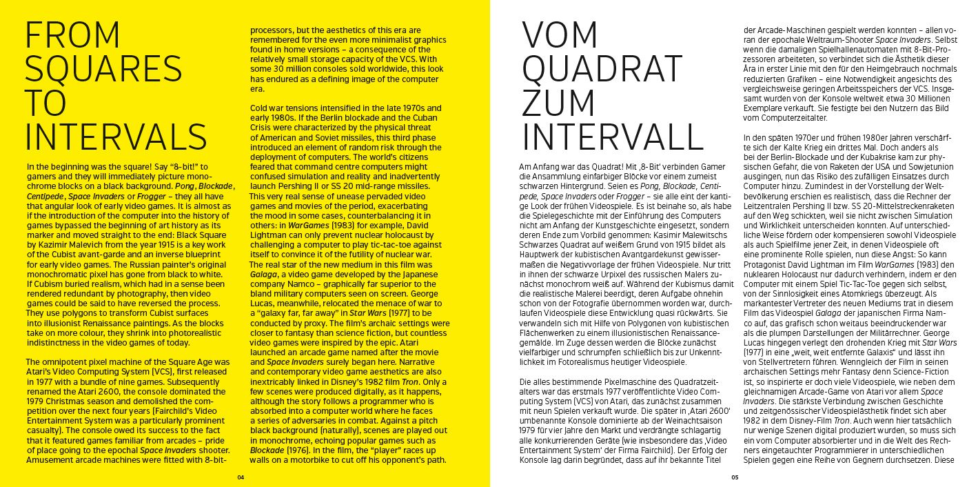 Textgefüllte Seiten eines Buches mit dem Titel 'From Squares to Intervals'. Der Hintergrund ist gelb.
