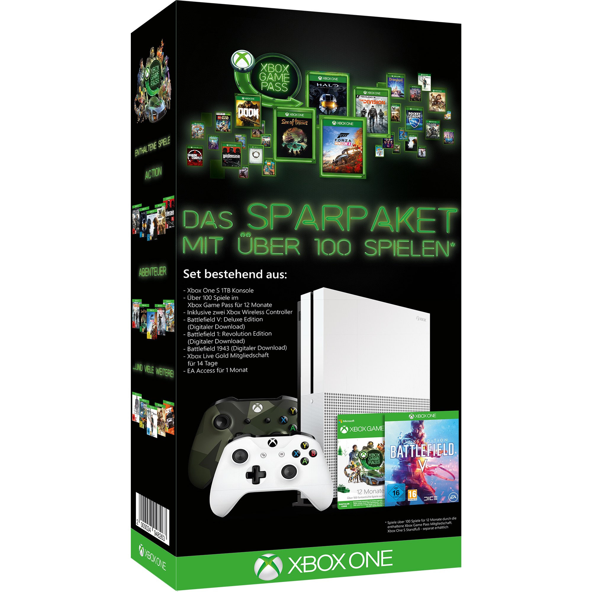 MICROSOFT XBOX ONE S 1TB Sparket mit über 100 Spielen