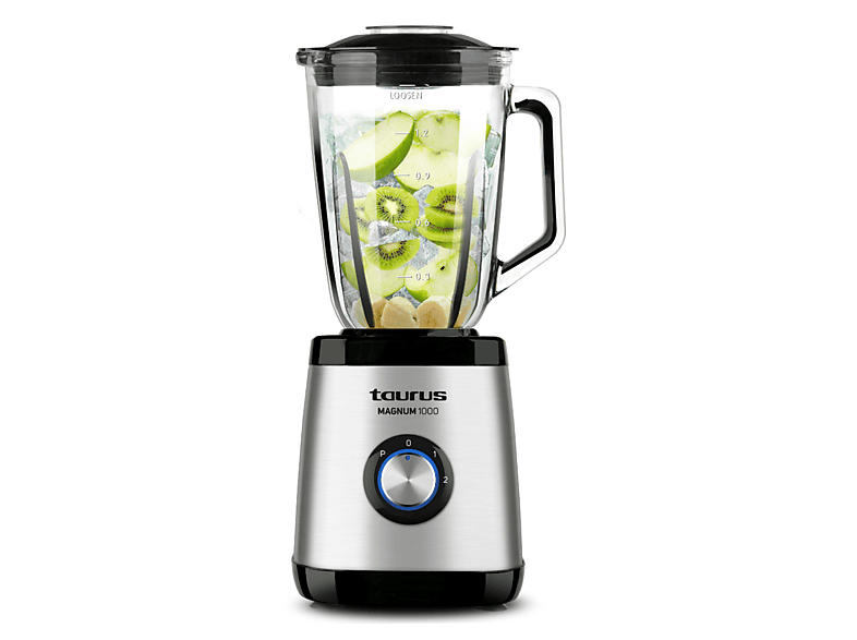 Batidora de vaso - Taurus Optima Magnum 1000, 1.5 L, 1000 W, Turbo, 2 velocidades, Inox/negro