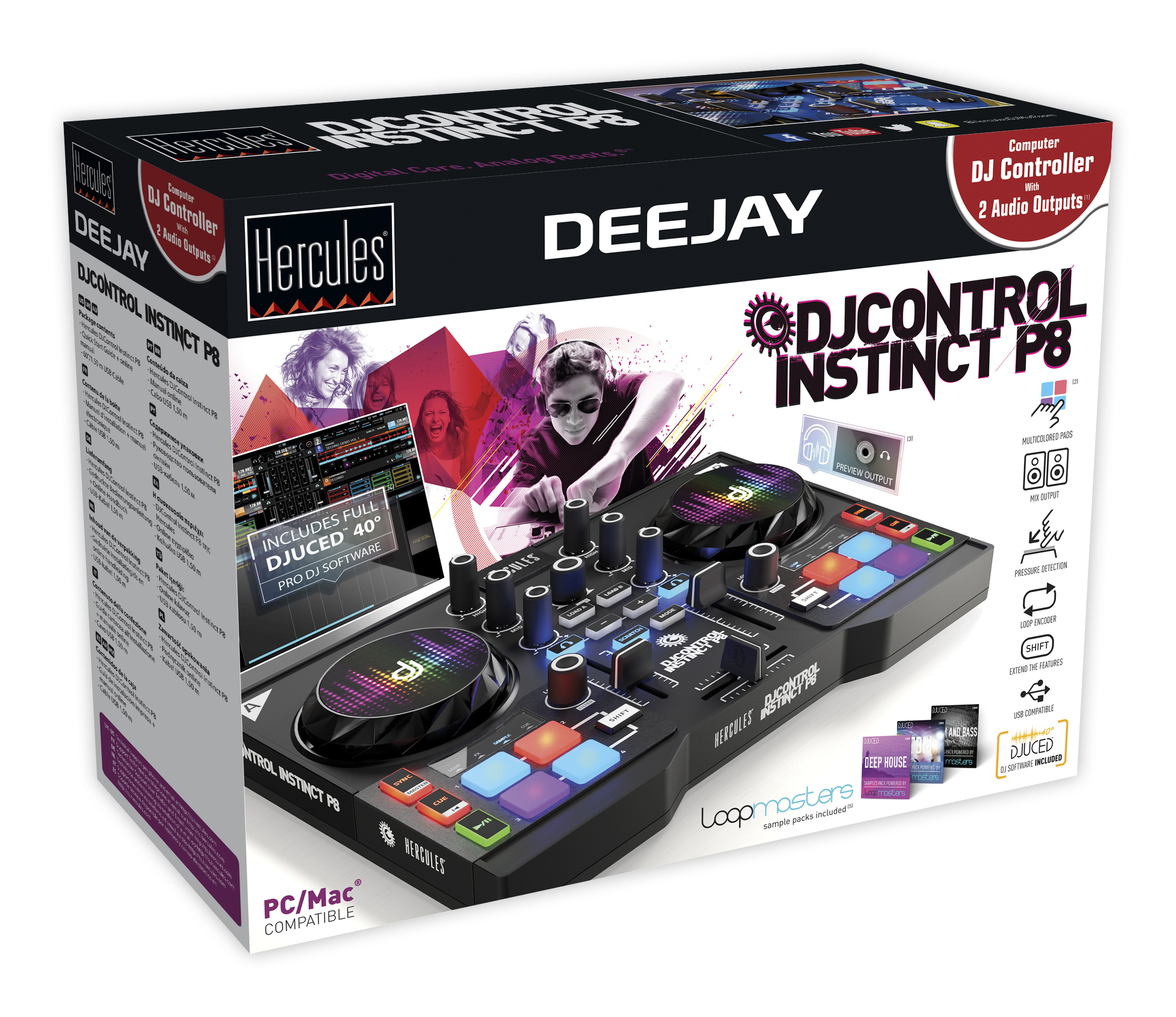 HERCULES DJ Control Instinct 2-Deck DJ Controller, Schwarz