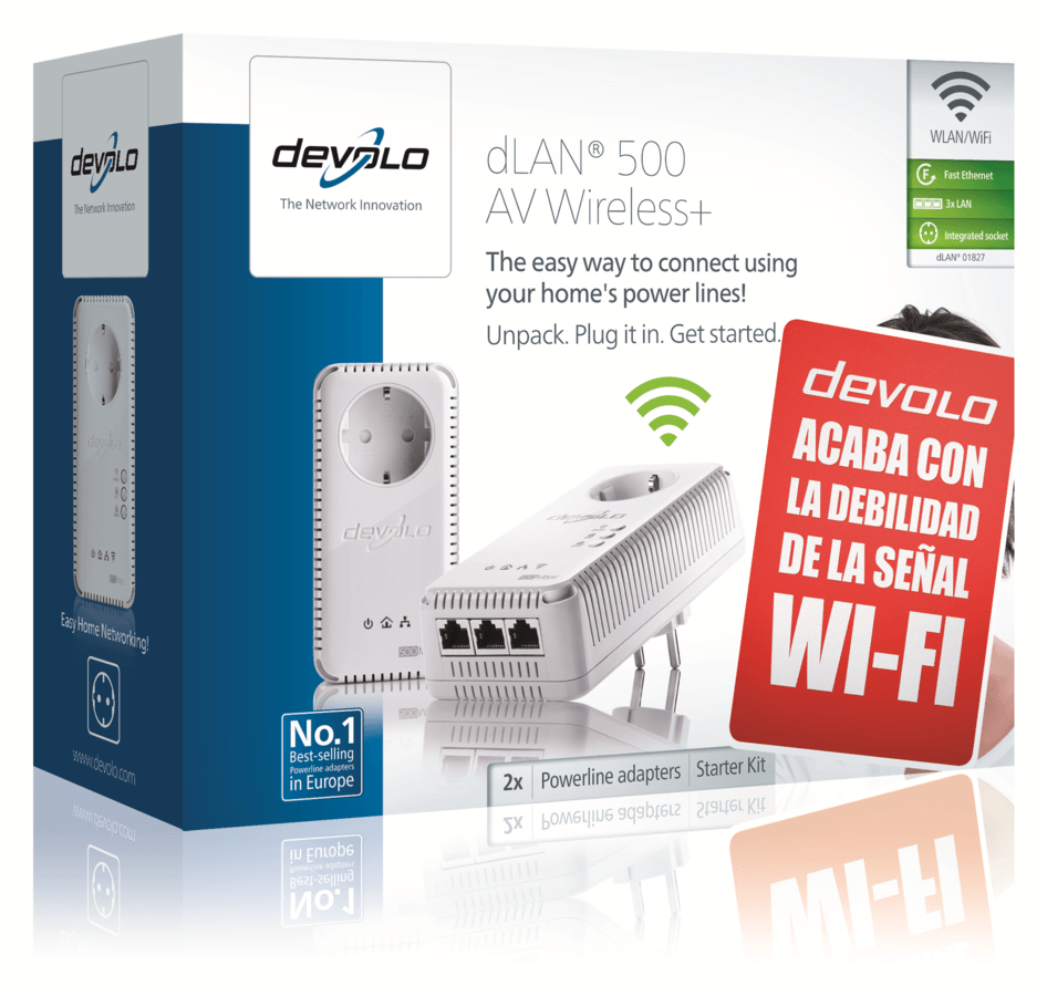 Adaptador PLC - Devolo dLAN500 Av Wireless+ Starter Kit