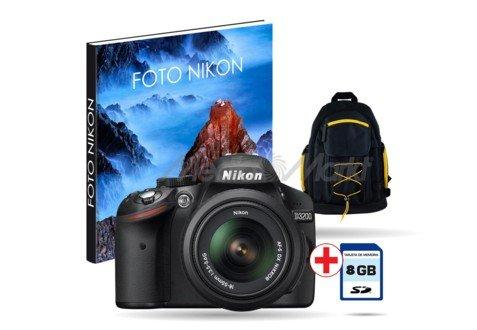 Kit Nikon D3200 + 18-55 mm + Libro + Mochila + SD 8GB