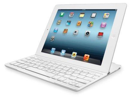 Funda con teclado y función soporte para iPad - Logitech Keyboard Case Ultrathin, en blanco
