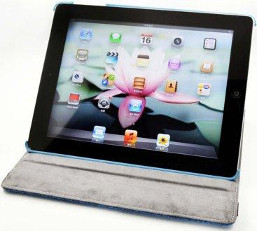 Funda para iPad 2 y nuevo iPad - Silver HT Crocostyle, con soporte giratorio 360º y en color azul