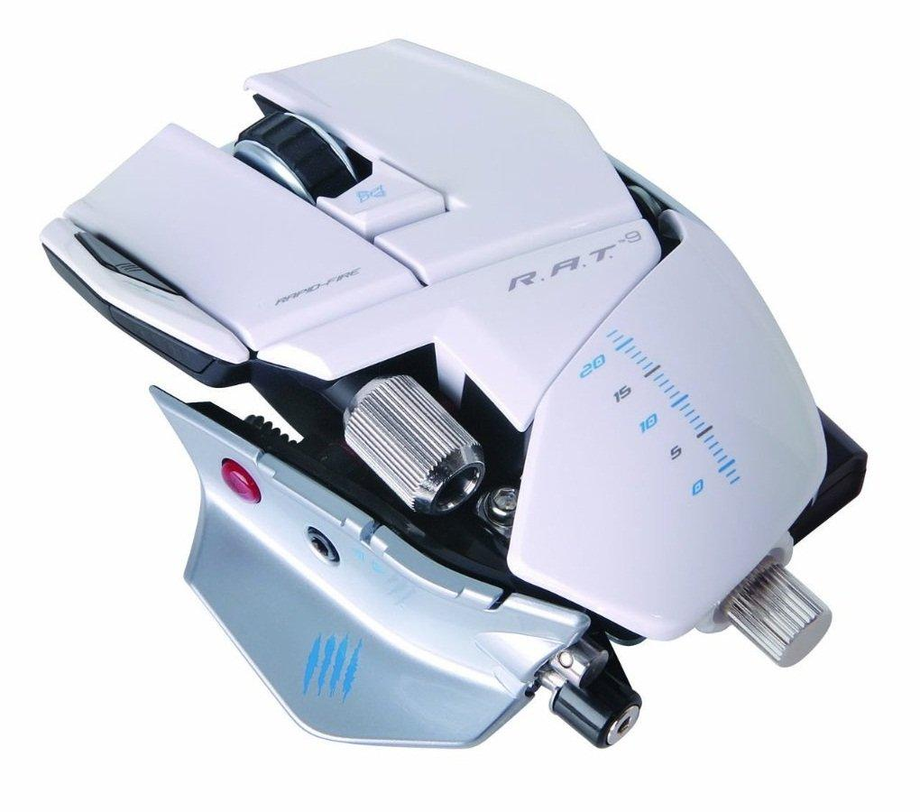 Ratón gaming - Mad Catz Cyborg R.A.T. 9, inalámbrico, 6400 DPI, 2,4 GHz, color blanco