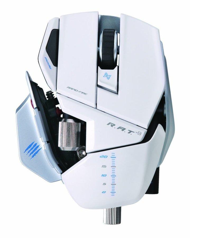Ratón gaming - Mad Catz Cyborg R.A.T. 9, inalámbrico, 6400 DPI, 2,4 GHz, color blanco