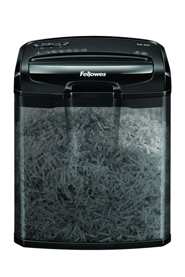 Destructora de papel - Fellowes M-6C, corte en partículas, 13L, Negro