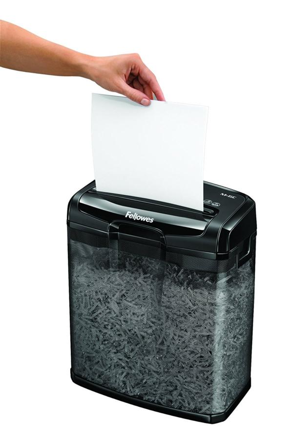 Destructora de papel - Fellowes M-6C, corte en partículas, 13L, Negro