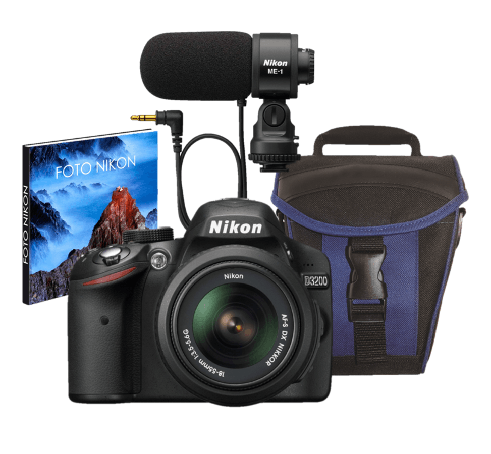 Cámara Réflex - Nikon D3200 + objetivo 18-55 mm y accesorios