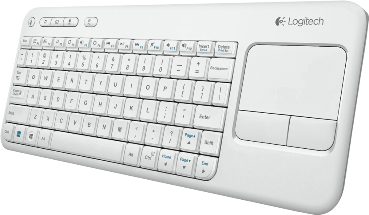 Teclado inalámbrico - Logitech Wireless Touch Keyboard K400, blanco,extrafino, diseño compacto