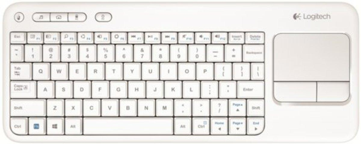 Teclado inalámbrico - Logitech Wireless Touch Keyboard K400, blanco,extrafino, diseño compacto