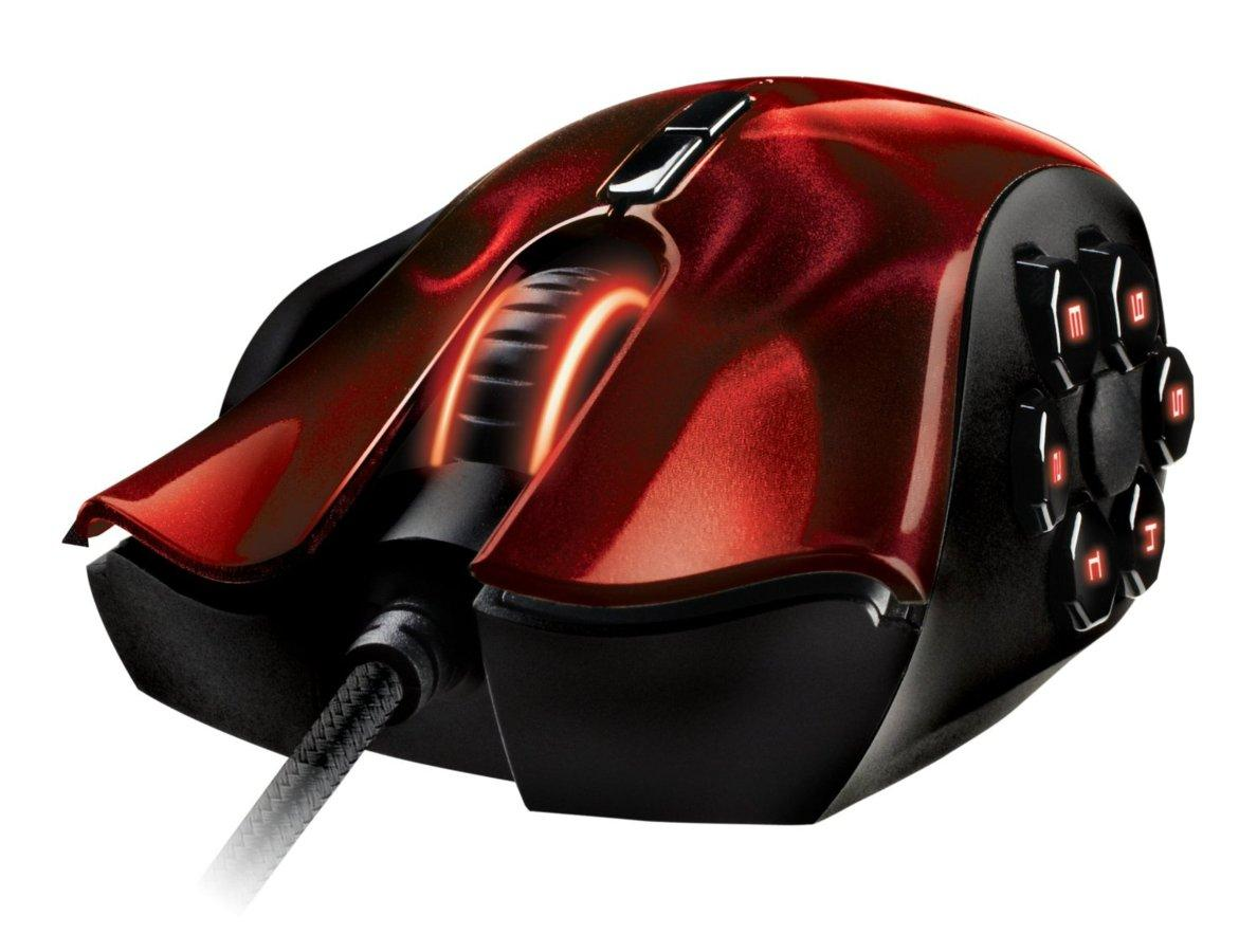Ratón para gaming - Razer Naga Hex, láser, negro y rojo, 5600 dpi, cable USB, 11 botones