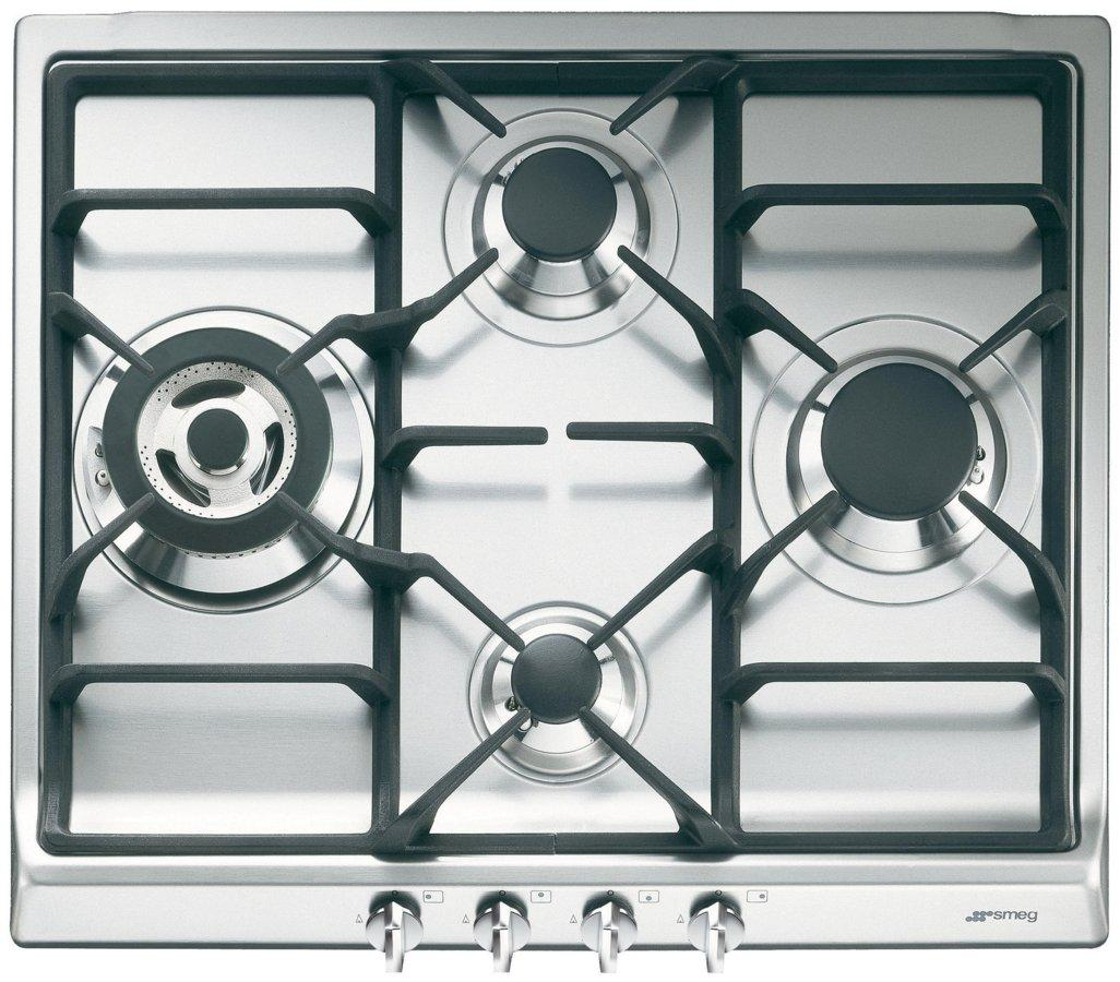 Encimera - Smeg SR60GHS GAS NATURAL, 4 quemadores, Inox, Quemador ultrarrápido
