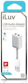 Tarjeta de sonido externa - iLuv, con conexión USB,1 entrada de 3.5mm y 1 salida de audio
