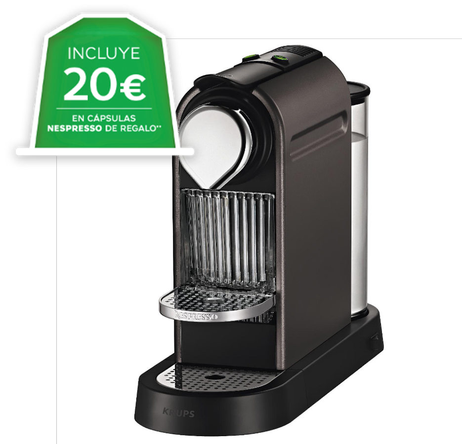 Cafetera de cápsulas Nespresso - Krups XN720 P4 CITIZ TITAN Presión de 19 bares, Automática