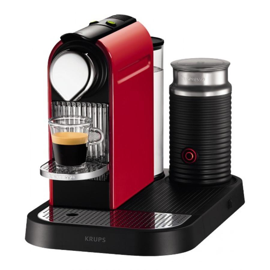 Cafetera de cápsulas Nespresso - Krups XN7305 P4 CITIZ MILK ROJA Presión de 19 bares, Automática
