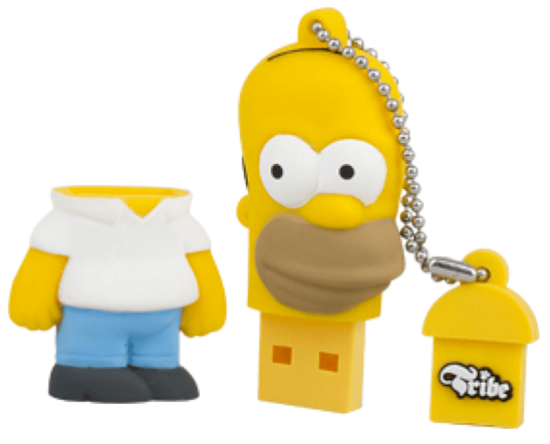 Pendrive 8Gb - Tribe Homer, USB 2.0, Los Simpsons, goma blanda