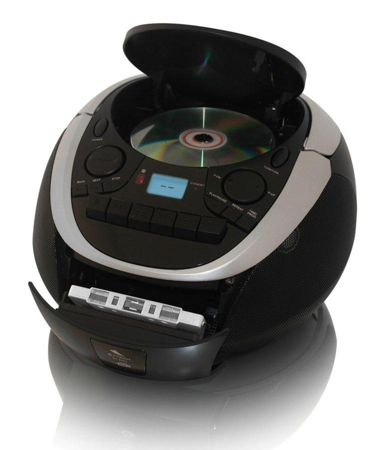 Radio cassette CD - Sytech SY 2023 Negro, Lector CD, Radio FM, USB Reproductor