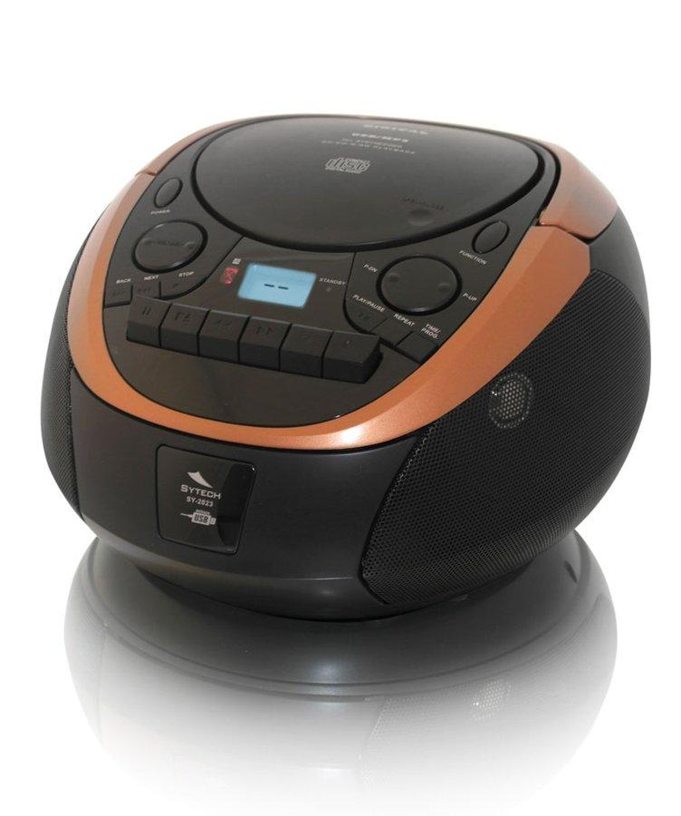 Radio cassette CD - Sytech SY 2023 Bronce, Lector CD, Radio FM, USB Reproductor